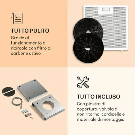 Klarstein Kronleuchter Smart, Cappa A Isola, Controllo Con App, Pannello LED, 595m³/h 7 Klarstein Kronleuchter Smart, Cappa A Isola, Controllo Con App, Pannello LED, 595m³/h - immagine 5