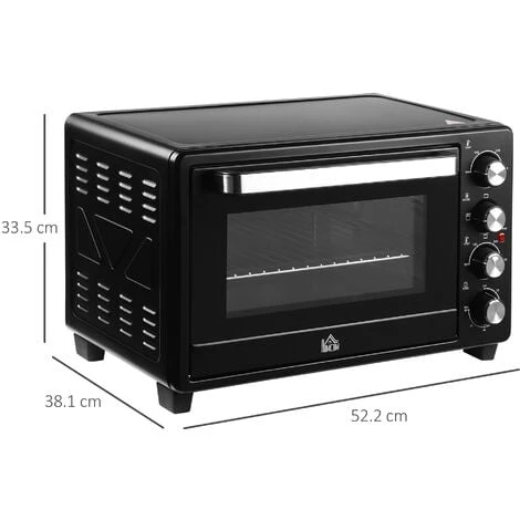 HOMCOM Fornetto Elettrico 32L Regolazione Temperatura E Timer, 3 Modalità Di Cottura E Accessori, 52.2x38.1x33.5cm - Nero 5 HOMCOM Fornetto Elettrico 32L Regolazione Temperatura E Timer, 3 Modalità Di Cottura E Accessori, 52.2x38.1x33.5cm - Nero - immagine 3