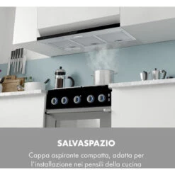 Klarstein Contempo 90, Cappa Aspirante, 175m³/h, LED, Acciaio Inox, Acrilico, Nero -Negozio Di Elettrodomestici 47683328 2