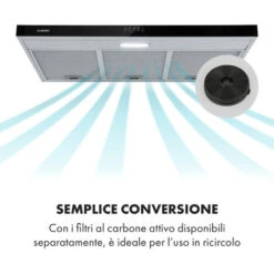 Klarstein Contempo 90, Cappa Aspirante, 175m³/h, LED, Acciaio Inox, Acrilico, Nero -Negozio Di Elettrodomestici 47683328 3