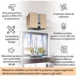 Klarstein Futurelight Smart - Cappa Aspirante A Isola, Ricircolo, 420 M³/h, LED, Acciaio Inox 8 Klarstein Futurelight Smart - Cappa Aspirante A Isola, Ricircolo, 420 M³/h, LED, Acciaio Inox -Negozio Di Elettrodomestici 50821641 2