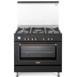DeLonghi De Longhi PEMA 965 C ED Linea Country Cucina A Gas Libera Installazione Forno Elettrico 5 Fuochi Griglie In Ghisa Classe Energetica A Bruciatore Tripla Corona Coperchio In Cristallo 6 Funzioni 90 Cm A