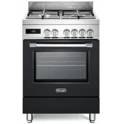 DeLonghi De Longhi Cucina Elettrica PRO66MA 4 Fuochi A Gas Forno Elettrico Ventilato Dimensione 60 X 60 Cm Colore Antracite