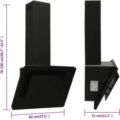 Cappa A Parete 60 Cm In Acciaio Inox E Vetro Temperato Nero VidaXL 9 Cappa A Parete 60 Cm In Acciaio Inox E Vetro Temperato Nero VidaXL -Negozio Di Elettrodomestici 60870063 3