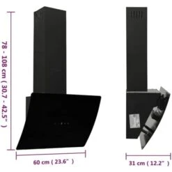 Cappa A Parete 60 Cm In Acciaio E Vetro Temperato Nero VidaXL -Negozio Di Elettrodomestici 60870094 3