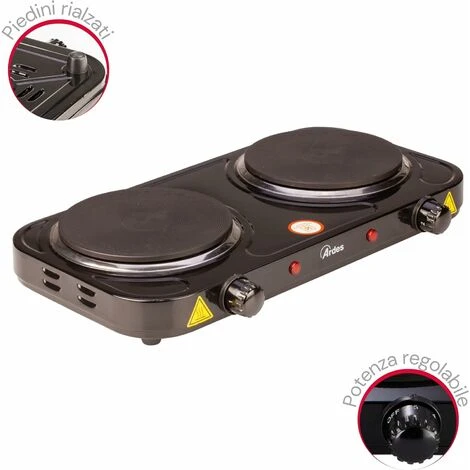 Ardes Fornello Elettrico Con 2 Piastre 2500W Nero 4 Ardes Fornello Elettrico Con 2 Piastre 2500W Nero - immagine 2