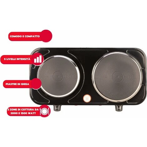 Ardes Fornello Elettrico Con 2 Piastre 2500W Nero 5 Ardes Fornello Elettrico Con 2 Piastre 2500W Nero - immagine 3