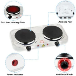 Randaco Piano Cottura Elettrico Doppio Piano In Acciaio Inox Con Protezione Surriscaldamento E , 155 Mm + 155 Mm Ø, 2000 W Doppio -Negozio Di Elettrodomestici 61599475 3