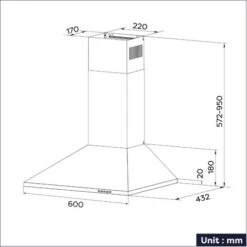 CIARRA Cappa A Parete Piramide 60cm 201BK60 - Nero: 350m³/h Estrazione, 3 Livelli Di Potenza, Filtro A Carbone E Grasso -Negozio Di Elettrodomestici 64996425 5