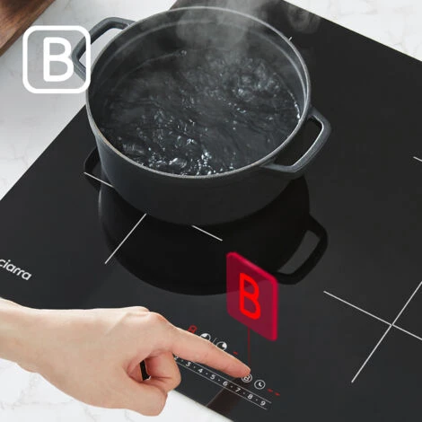CIARRA Piano Cottura A Induzione Da Incasso Con 4 Zone E Funzione Boost - Nero, 7000W, Controllo Touch 4 CIARRA Piano Cottura A Induzione Da Incasso Con 4 Zone E Funzione Boost - Nero, 7000W, Controllo Touch - immagine 2