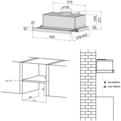 Cappa Telescopica Sottopensile Ciarra 60 Cm Con 2 Velocità - Design Scorrevole In Acciaio Inox -Negozio Di Elettrodomestici 64996457 5