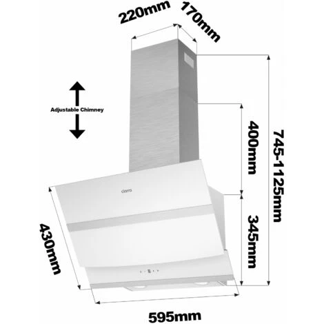 CIARRA 60cm Cappa Ad Angolo Touch Control 650 M³/h 736NWH60 - Bianco, Silenziosa 7 CIARRA 60cm Cappa Ad Angolo Touch Control 650 M³/h 736NWH60 - Bianco, Silenziosa - immagine 5