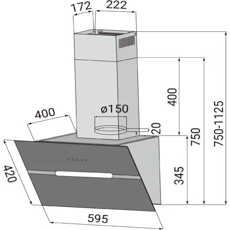 CIARRA Cappa Ad Angolo 60cm Touch Control 650 M³/h - Livello Di Rumore 55dB(A) - Sistema Di Ricircolo/ventilazione Esterna 7 CIARRA Cappa Ad Angolo 60cm Touch Control 650 M³/h - Livello Di Rumore 55dB(A) - Sistema Di Ricircolo/ventilazione Esterna - immagine 5