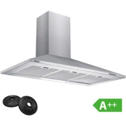 CIARRA Cappa A Parete Piramide 201SS90 Da 90cm - 350m³/h Di Aspirazione 3 Velocità Regolabili Silenziosa