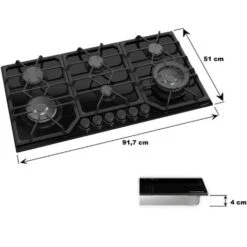 PremierTech PC906G Piano Cottura A Gas A 6 Fuochi Da 90cm Doppio Wok In Vetro Nero -Negozio Di Elettrodomestici 70294368 2