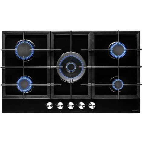 PremierTech PC905G Piano Cottura A Gas 90cm (86cm) Nero 5 Fuochi In Vetro 3 PremierTech PC905G Piano Cottura A Gas 90cm (86cm) Nero 5 Fuochi In Vetro