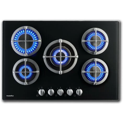 PremierTech PC5G75V Piano Cottura A Gas 5 Fuochi 75cm Vetro Nero 4 PremierTech PC5G75V Piano Cottura A Gas 5 Fuochi 75cm Vetro Nero - immagine 2