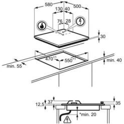 Piano Cottura Misto 60cm 4 Fuochi Nero - Fgm64300b - Faure -Negozio Di Elettrodomestici 70415601 2