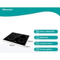 Hisense I6421C - Piano Cottura A Induzione, Vetroceramica, 4 Zone Di Cottura, Funzione Power Boost, Timer Di Cottura, Nero, 595 × 58 × 520 Mm 7 Hisense I6421C - Piano Cottura A Induzione, Vetroceramica, 4 Zone Di Cottura, Funzione Power Boost, Timer Di Cottura, Nero, 595 × 58 × 520 Mm -Negozio Di Elettrodomestici 70861324 2