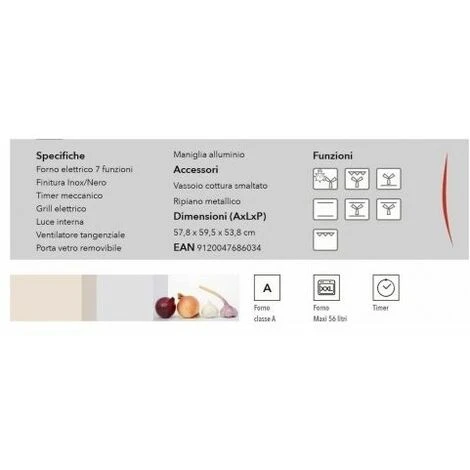Schaub-Lorenz SSFE6X7 Forno Multifunzione Elettrico Da Incasso Capacità 56 Litri Classe Energetica A 7 Programmi 59,5 Cm Inox 4 Schaub-Lorenz SSFE6X7 Forno Multifunzione Elettrico Da Incasso Capacità 56 Litri Classe Energetica A 7 Programmi 59,5 Cm Inox - immagine 2