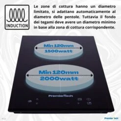 PT-PC2I PremierTech Piano Cottura Induzione 30cm 2 Fuochi Da Incasso Funzione Boost Touch Control Display Led Vetro Front Edge -Negozio Di Elettrodomestici 77553661 2