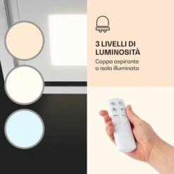 Klarstein Remy Brilliant Edition- Cappa A Isola, 90 Cm, 609 M³/h, Classe Energetica A, LED, Vetro 9 Klarstein Remy Brilliant Edition- Cappa A Isola, 90 Cm, 609 M³/h, Classe Energetica A, LED, Vetro -Negozio Di Elettrodomestici 77559352 3