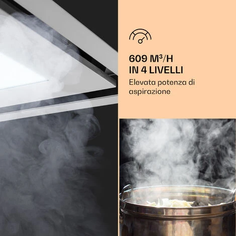 Klarstein Remy Brilliant Edition- Cappa A Isola, 90 Cm, 609 M³/h, Classe Energetica A, LED, Vetro 6 Klarstein Remy Brilliant Edition- Cappa A Isola, 90 Cm, 609 M³/h, Classe Energetica A, LED, Vetro - immagine 4