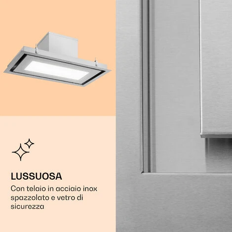 Klarstein Remy Brilliant Edition- Cappa A Isola, 90 Cm, 609 M³/h, Classe Energetica A, LED, Vetro 7 Klarstein Remy Brilliant Edition- Cappa A Isola, 90 Cm, 609 M³/h, Classe Energetica A, LED, Vetro - immagine 5