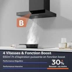 Cappa Ciarra Touch Screen A Parete 60cm, 650m3/h, 4 Velocità Booster, LED Dimmerabile - Nero CD6102B 9 Cappa Ciarra Touch Screen A Parete 60cm, 650m3/h, 4 Velocità Booster, LED Dimmerabile - Nero CD6102B -Negozio Di Elettrodomestici 78189066 3
