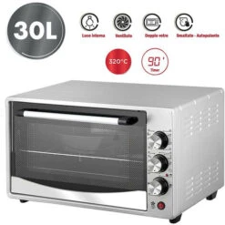 Forno Fornetto Elettrico Ventilato 30 Litri Smaltato 320 Gradi Doppio Vetro Luce Grigio -Negozio Di Elettrodomestici 78382692 2