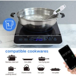 Aigostar BlueFire – Piastra A Induzione Portatile, Piano Cottura Portatile Con Pannello Touch. Fornello A Induzione Elettrico Fino A 240℃ E 2000W -Negozio Di Elettrodomestici 82172028 4