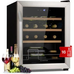 Klarstein Vinamour 16 Uno - Frigorifero Per Vini, 16 Bottiglie/42 L, 5-18 °C, 41 DB, Vetro