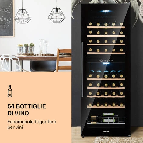 Klarstein Barossa 54 Duo Frigorifero Per Vini 2 Zone 148 Litri 54 Bottiglie Display Touch Nero 4 Klarstein Barossa 54 Duo Frigorifero Per Vini 2 Zone 148 Litri 54 Bottiglie Display Touch Nero - immagine 2
