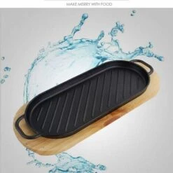 MINKUROW Bistecchiera A Piastra Piana In Ghisa Con Vassoio In Legno Piastra Teppanyaki Antiaderente Per Cucina Domestica 9 MINKUROW Bistecchiera A Piastra Piana In Ghisa Con Vassoio In Legno Piastra Teppanyaki Antiaderente Per Cucina Domestica -Negozio Di Elettrodomestici 88623721 3