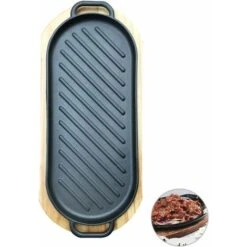 MINKUROW Bistecchiera A Piastra Piana In Ghisa Con Vassoio In Legno Piastra Teppanyaki Antiaderente Per Cucina Domestica 10 MINKUROW Bistecchiera A Piastra Piana In Ghisa Con Vassoio In Legno Piastra Teppanyaki Antiaderente Per Cucina Domestica -Negozio Di Elettrodomestici 88623721 4