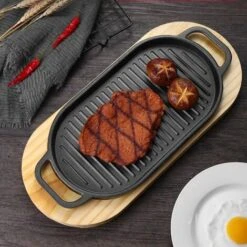 MINKUROW Bistecchiera A Piastra Piana In Ghisa Con Vassoio In Legno Piastra Teppanyaki Antiaderente Per Cucina Domestica 11 MINKUROW Bistecchiera A Piastra Piana In Ghisa Con Vassoio In Legno Piastra Teppanyaki Antiaderente Per Cucina Domestica -Negozio Di Elettrodomestici 88623721 5