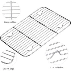 MINKUROW Teglia Da Forno + Griglia Di Raffreddamento, 26,5 X 20 X 2,5 Cm Teglia Da Forno Universale In Acciaio Inossidabile Teglia Da Forno Rettangolare -Negozio Di Elettrodomestici 88623723 4