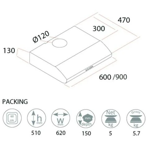 Gruppo Cappa Sottopensile Classico 90 Bianco Samet 4 Gruppo Cappa Sottopensile Classico 90 Bianco Samet - immagine 2