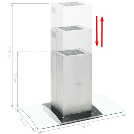 Cappa A Isola 90 Cm Acciaio Inossidabile 756 M³/h LED VidaXL 5 Cappa A Isola 90 Cm Acciaio Inossidabile 756 M³/h LED VidaXL - immagine 3