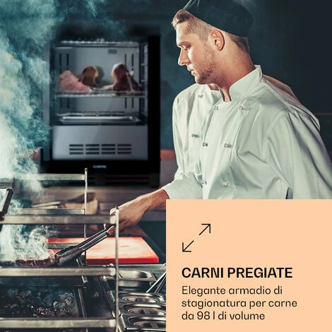 Klarstein Armadio Di Stagionatura Per La Carne - Steakhouse Pro 98 Onyx, 1 Zona, 98 L, 1-25 °C, Touch, Finestra Panoramica 4 Klarstein Armadio Di Stagionatura Per La Carne - Steakhouse Pro 98 Onyx, 1 Zona, 98 L, 1-25 °C, Touch, Finestra Panoramica - immagine 2
