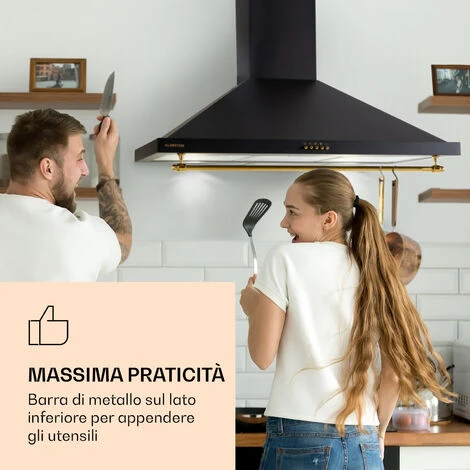 Klarstein Montblanc 90 - Cappa Aspirante, 610 M³/h, 165 W, 2 X 1,5 W, LED, Barra Per Utensili 4 Klarstein Montblanc 90 - Cappa Aspirante, 610 M³/h, 165 W, 2 X 1,5 W, LED, Barra Per Utensili - immagine 2
