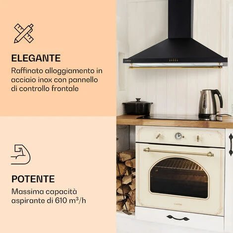 Klarstein Montblanc 90 - Cappa Aspirante, 610 M³/h, 165 W, 2 X 1,5 W, LED, Barra Per Utensili 6 Klarstein Montblanc 90 - Cappa Aspirante, 610 M³/h, 165 W, 2 X 1,5 W, LED, Barra Per Utensili - immagine 4