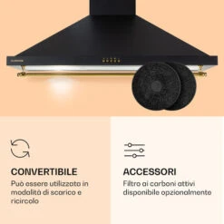 Klarstein Montblanc 90 - Cappa Aspirante, 610 M³/h, 165 W, 2 X 1,5 W, LED, Barra Per Utensili 11 Klarstein Montblanc 90 - Cappa Aspirante, 610 M³/h, 165 W, 2 X 1,5 W, LED, Barra Per Utensili -Negozio Di Elettrodomestici 94663505 5