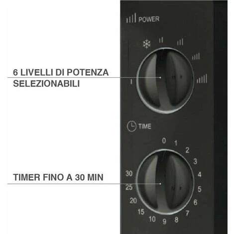 Forno Fornetto Microonde Elettrico 20Lt 700W 6 Livelli Di Potenza Timer Nero 5 Forno Fornetto Microonde Elettrico 20Lt 700W 6 Livelli Di Potenza Timer Nero - immagine 3