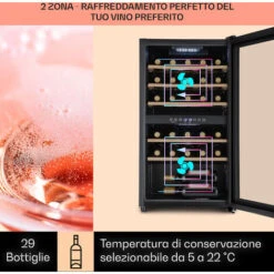 Klarstein Barossa 29 Duo - Frigorifero Per Vini, 29 Bottiglie, 80 Litri, 2 Zone, Controllo Tramite Pulsanti 9 Klarstein Barossa 29 Duo - Frigorifero Per Vini, 29 Bottiglie, 80 Litri, 2 Zone, Controllo Tramite Pulsanti -Negozio Di Elettrodomestici 97203066 3