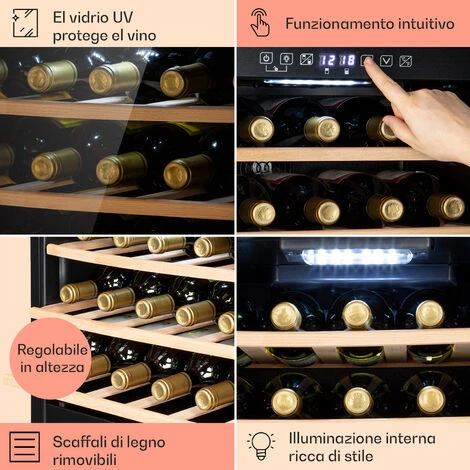 Klarstein Barossa 29 Duo - Frigorifero Per Vini, 29 Bottiglie, 80 Litri, 2 Zone, Controllo Tramite Pulsanti 7 Klarstein Barossa 29 Duo - Frigorifero Per Vini, 29 Bottiglie, 80 Litri, 2 Zone, Controllo Tramite Pulsanti - immagine 5