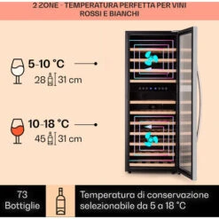 Klarstein Vinamour 73 Duo - Frigorifero Per Vini, 2 Zone, 192 L/73 Bottiglie, 5-18 °C, Touch 9 Klarstein Vinamour 73 Duo - Frigorifero Per Vini, 2 Zone, 192 L/73 Bottiglie, 5-18 °C, Touch -Negozio Di Elettrodomestici 97203084 3