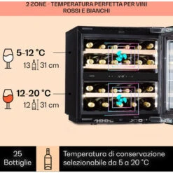 Klarstein Rhône 25 Duo - Frigorifero Per Vini, Raffreddamento A Compressione, 2 Zone, 75 Litri/25 Bottiglie 9 Klarstein Rhône 25 Duo - Frigorifero Per Vini, Raffreddamento A Compressione, 2 Zone, 75 Litri/25 Bottiglie -Negozio Di Elettrodomestici 97203141 3