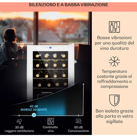 Klarstein Klarstein Shiraz 20 Uno - Frigorifero Per Vini, 53 L, 20 Bottiglie, Pannello Di Controllo Touch, 5-18°C 6 Klarstein Klarstein Shiraz 20 Uno - Frigorifero Per Vini, 53 L, 20 Bottiglie, Pannello Di Controllo Touch, 5-18°C - immagine 4