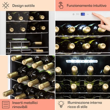 Klarstein Klarstein Shiraz 20 Uno - Frigorifero Per Vini, 53 L, 20 Bottiglie, Pannello Di Controllo Touch, 5-18°C 7 Klarstein Klarstein Shiraz 20 Uno - Frigorifero Per Vini, 53 L, 20 Bottiglie, Pannello Di Controllo Touch, 5-18°C - immagine 5